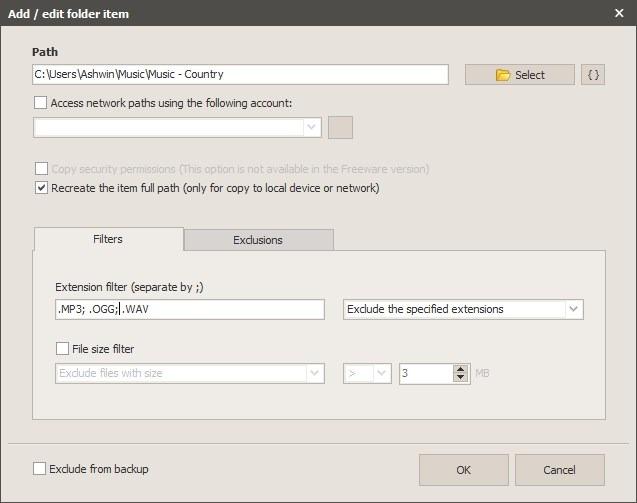 Iperius Backup new task - add folders