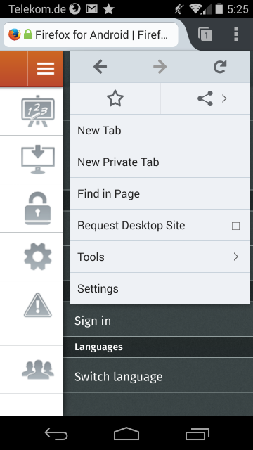 firefox android menu