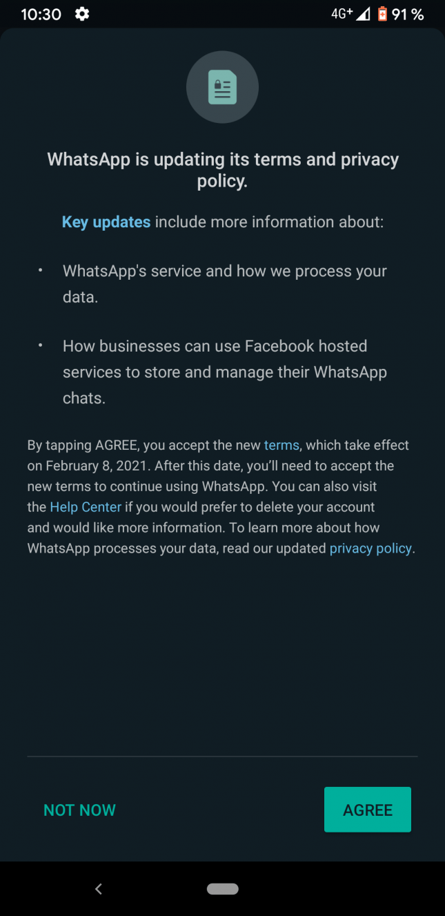 whatsapp facebook privacy update